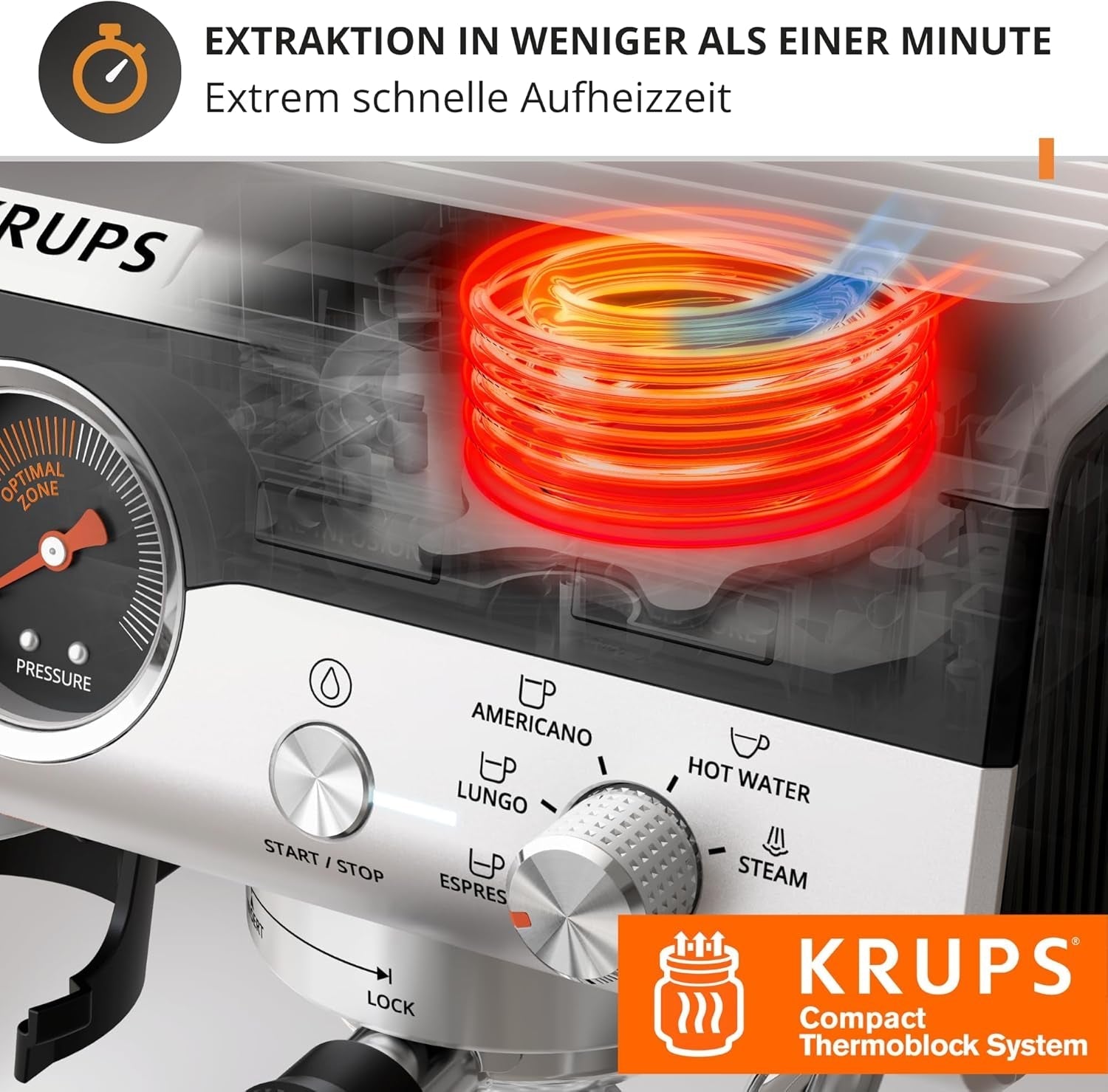 Krups Precision manuell espressomaskin med portafilter och kvarn, barista kaffemaskin med intuitiv kontrollpanel, förinfusionsinställningar, espressomaskin med ångmunstycke, snabb uppvärmning, XP801T10