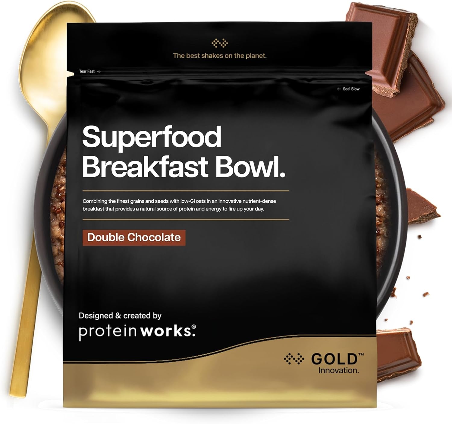 Protein fungerar | Superfood Frukost - GULD Innovation, prisbelönt spannmål, proteinmüsli, näringsrik med spannmål, frön och havre, fiberrik, äpple och kanel, 10 portioner, 600 g