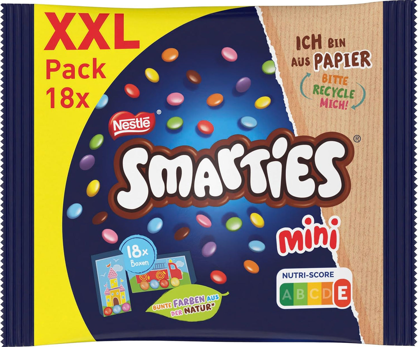 Nestlé SMARTIES Mini XXL-påsar, färgade linser med choklad, perfekt att dela och njuta av med familj och vänner, naturliga färger, återvinningsbar förpackning, 1 förpackning (1 x 259g)