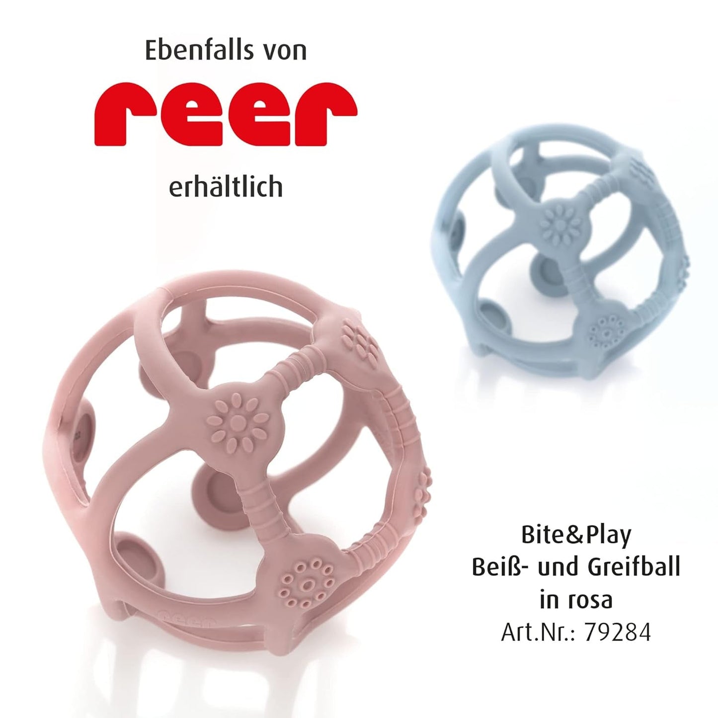 Reer Bite&Play Baby Teether Ball and Catcher, Bitring och leksak för småbarn, bra present