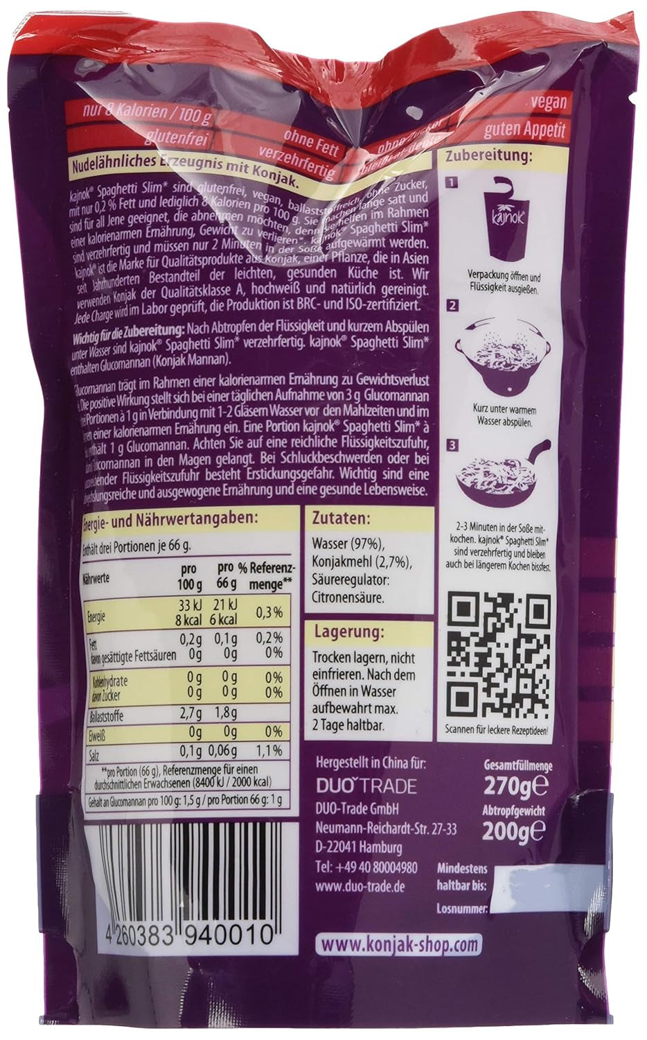 Tunn vegansk spagetti, 200g