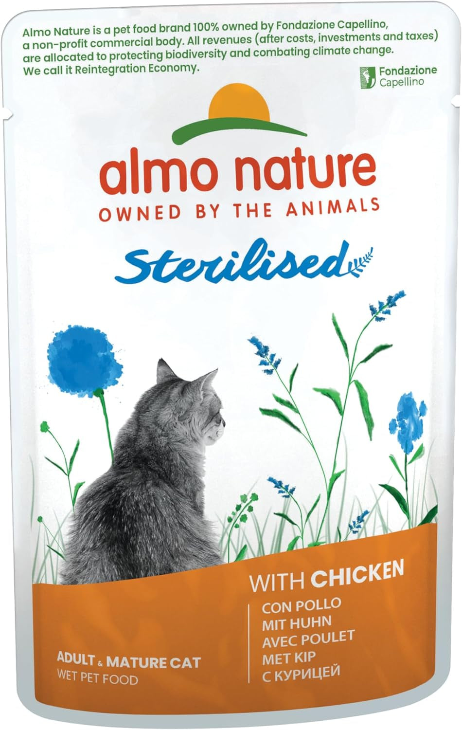 Almo Nature Functional - Steriliserad - Våtfoder för vuxna och äldre katter, steriliserad eller mindre aktiv - med torsk och kyckling - Låg fetthalt, återfuktande - 70g (pack med 6)