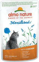 Almo Nature Functional - Steriliserad - Våtfoder för vuxna och äldre katter, steriliserad eller mindre aktiv - med torsk och kyckling - Låg fetthalt, återfuktande - 70g (pack med 6)