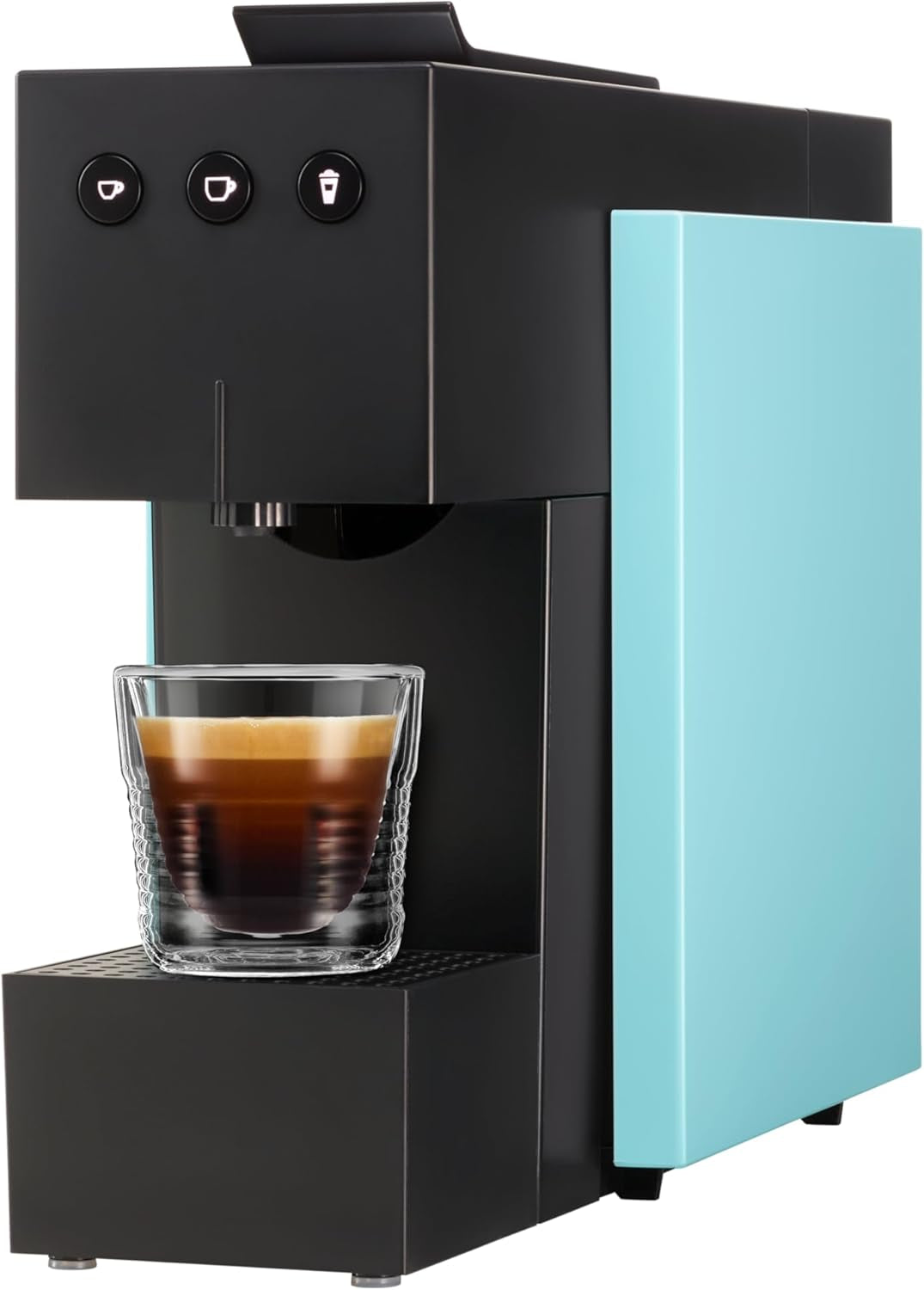 Espressomaskin med K-FEE SQUARE kapslar för kaffe, te och kakao | Kompakt espresso | Snabb uppvärmning | 0,8 l vattentank | 19 takter | Piano svart