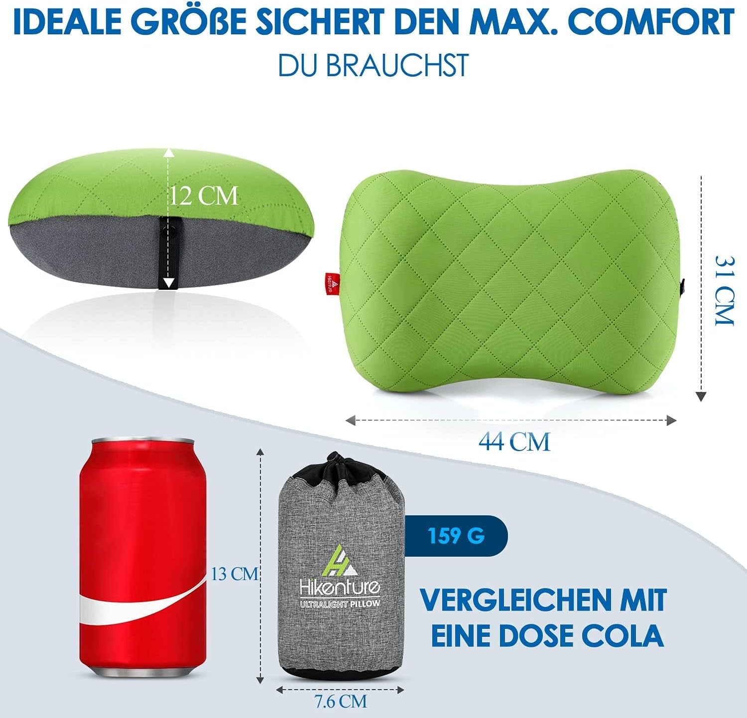 HIKENTURE Pernă gonflabilă de camping / călătorie cu față de pernă detașabilă, pernă ergonomică, pernă confortabilă pentru gât pentru călătorie / exteriör, pernă gonflabilăde ... găttor călătorie Perne ortopedice cervicale Naty Shop