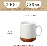 MALACASA kaffemuggset, 350ml muggset av stengods för 4 personer, moderna kaffemuggar för te, juice, latte, cappuccino, varm choklad. Tål diskmaskin och mikrovågsugn, TARA-serien, kakivit