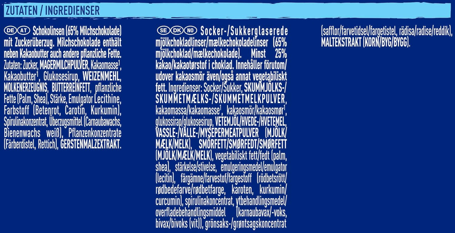 Nestlé SMARTIES Multipack, liten rulle, chokladfärgade linser, perfekt för barns födelsedagar, naturliga färger, sexkantig rulle, förpackning om 12 (12x (4 x 34g))