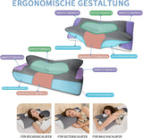 IDEA Kudde Memory Foam Kudde, Ergonomisk Kudde Ortopedisk Kudde Nacksmärta, Sovkudde för Sidorygg och buksmärta, Nackkudde Anti Snarkningskudde för Vuxna Cervikala Ortopediska Kuddar Naty Shop