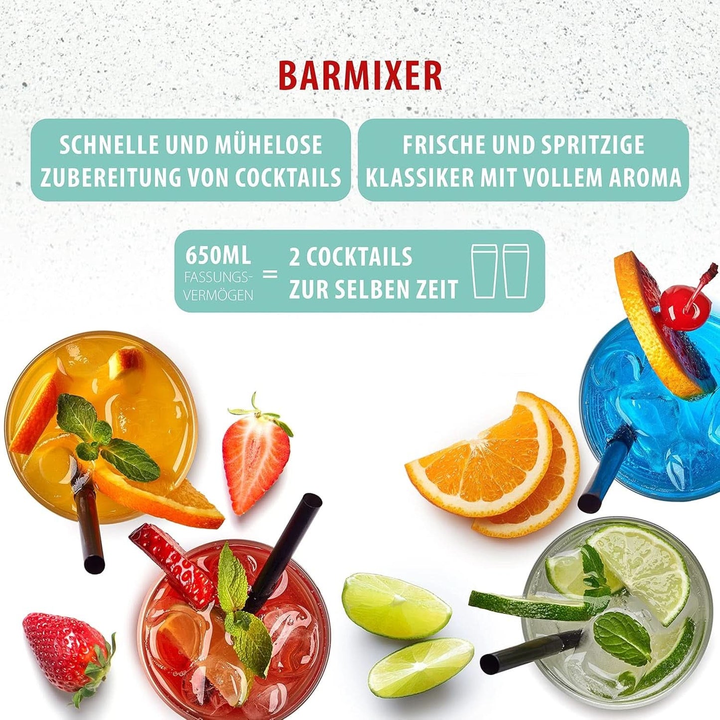 Clatronic® Barmixer U. Milchaufschäumer | Smoothie Maker | 650Ml Edelstahlbehälter | Praktischer Becherhalter | Blandare | 2 Geschwindigkeitsstufen | Kraftvoller 65 Watt Motor | Chromdesgin | BM 3472 Kitchen Naty Shop