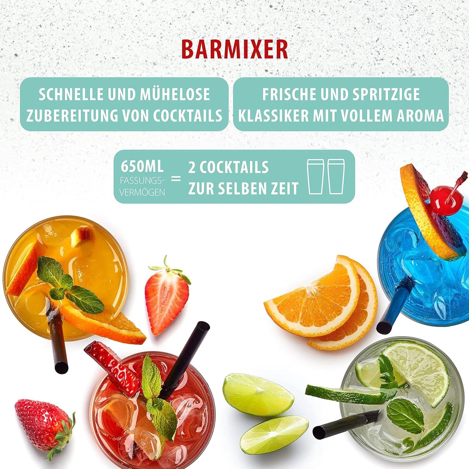 Clatronic® Barmixer U. Milchaufschäumer | Smoothie Maker | 650Ml Edelstahlbehälter | Praktischer Becherhalter | Blandare | 2 Geschwindigkeitsstufen | Kraftvoller 65 Watt Motor | Chromdesgin | BM 3472 Kitchen Naty Shop