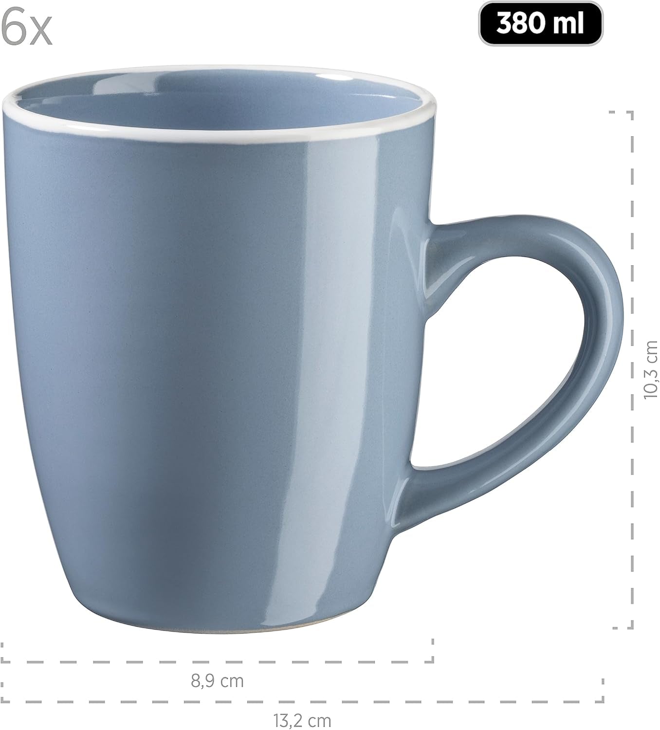 MÄSER 931844 Elissa Series Moderna servisset för 6, blå med vit kant, 24-delat kombinationsset, keramik