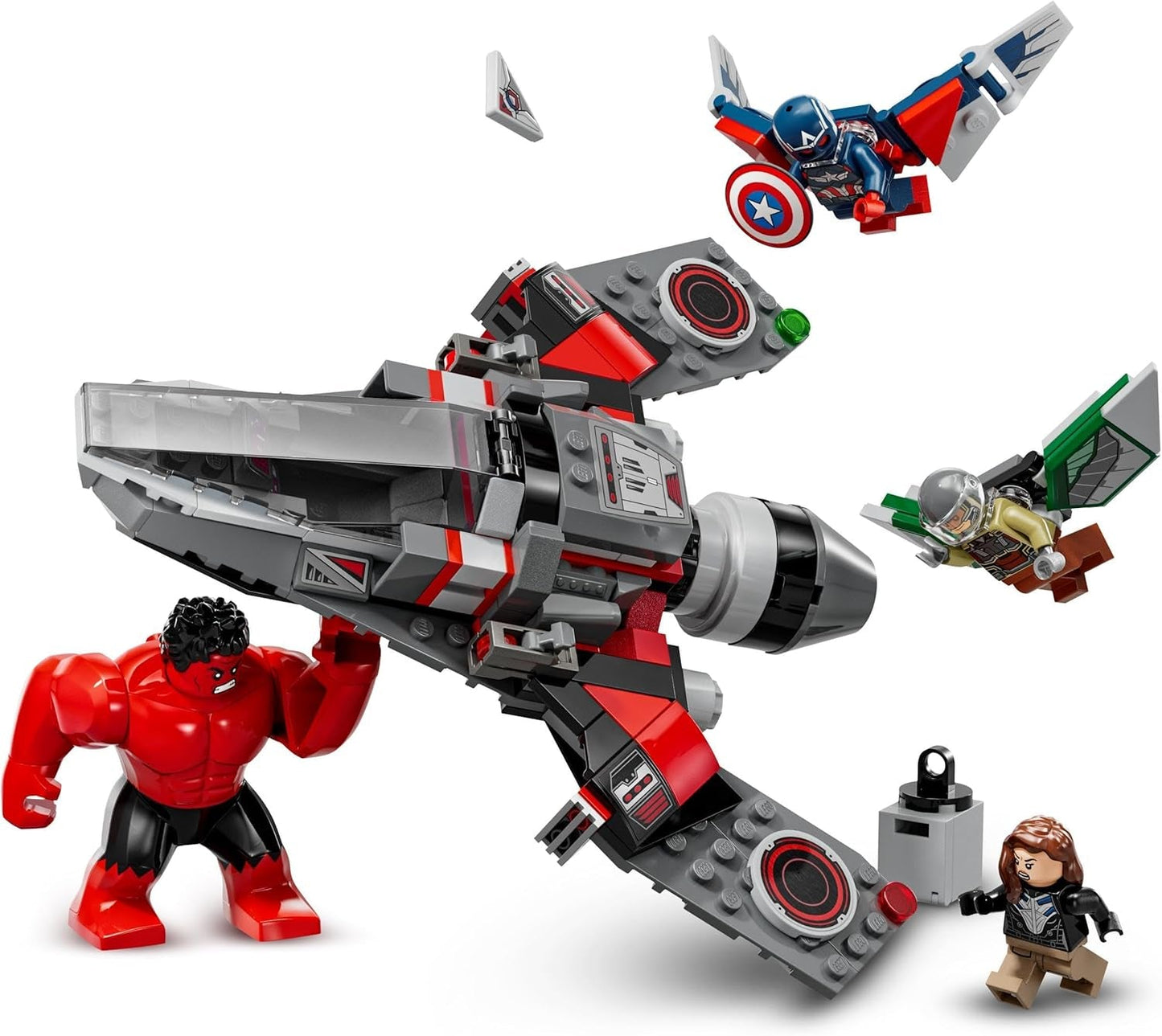 LEGO Marvel-uppgörelse mellan Captain America och Red Hulk Kids Byggbar Jet Set Superhjälteleksak för pojkar och flickor 8 år gammal äventyrsbyggnadsleksak 76292 Byggset Besuche den LEGO-Store