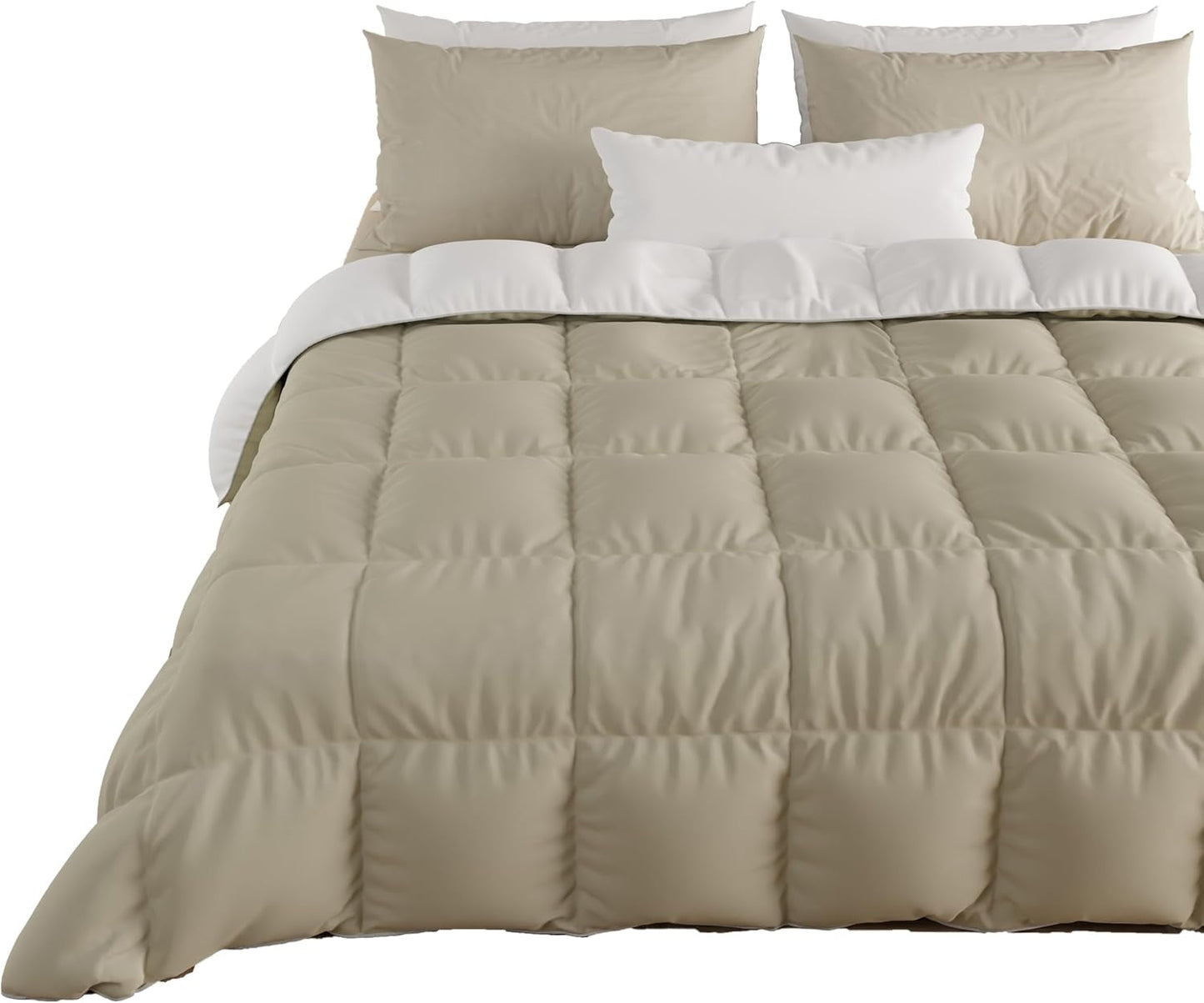 PETTI Artigiani Italiani - Vintertäcke för dubbelsäng, maxi, monokrom, dubbelsidig, vit, grå, 100% Made in Italy Täcken och täcken Naty Shop Brown Sängstorlek 120-130X200: [Quilt 220 X 260 Cm]