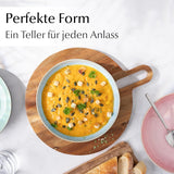 MIAMIO - Middagstallrikar, set med 6 (850 ml) / stora och djupa pastatallrikar, tallrikar för 6, keramisk salladsskål / diskmaskin och mikrovågssäker - Las Palmitas Collection