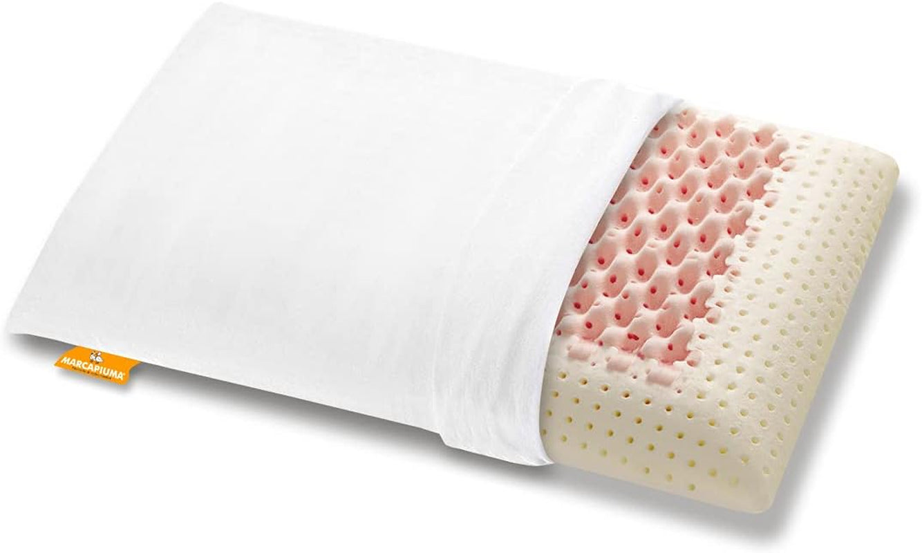 Marcapiuma - Ett par memory-nackstödskuddar - Miss & Mister - Ultra andningsbar del - 100 % bomullsöverdrag - Ortopediskt - Visco Kudde Memory Foam - MEDICINSKA PRODUKT - Tillverkad i Italien Naty Shop standardkuddar