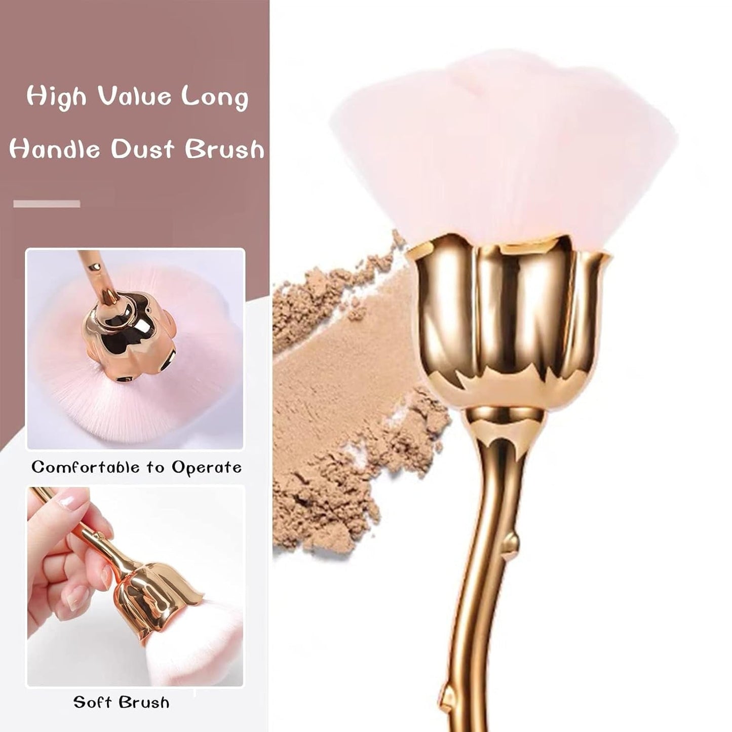 Nagelkonst Staubpinsel für Maniküre Rose Kopfbürste, Nagel Kunst Staub Entferner Brush, Make-Up-Brushes Weich, Nagel Werkzeuge
