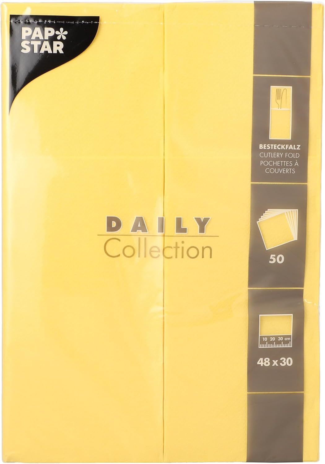 50 påsar bestickservetter 'DAILY Collection' 48 Cm X 30 Cm gul med vik för bestick