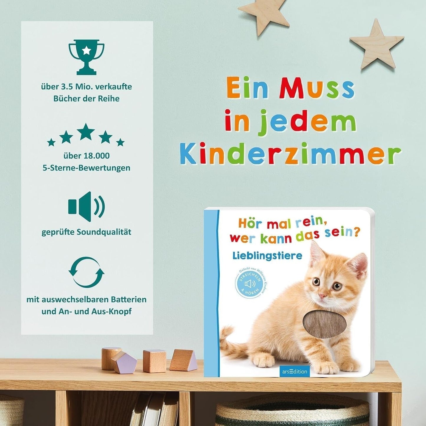 Lyssna, vem kan det vara? - Husdjur: klappa och lyssna | Högkvalitativ kartongbilderbok med 5 ljud och taktila element för barn över 18 månader Baby Toys Naty Shop