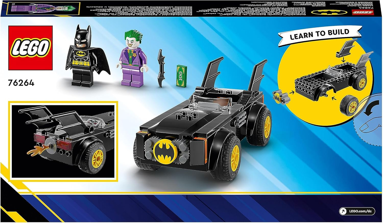 LEGO 76264 DC Chase in the Batmobile: Batman Vs. Joker leksaksbilsset, Superhjältestartset med 2 minifigurer, Leksak för förskolebarn, pojkar, flickor i åldern 4+, Snabb att montera Byggset Besuche den LEGO-Store