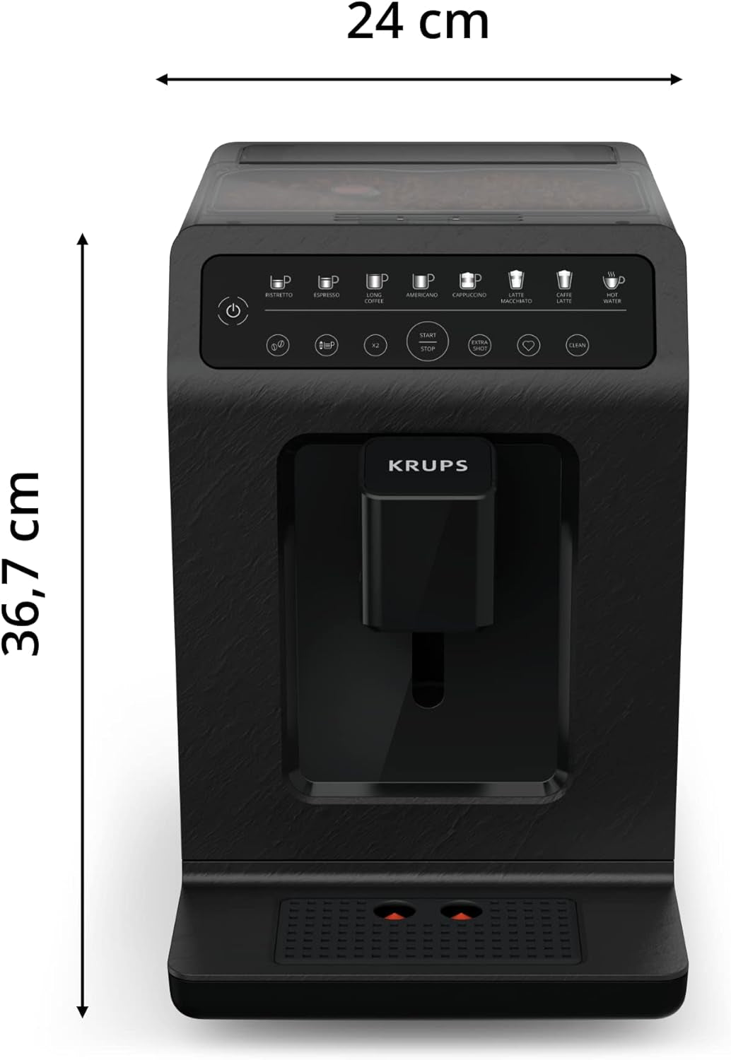 Krups EA897B Evidence ECOdesign automatisk espressomaskin, automatisk espresso- och cappuccinofunktion, Quattro Force-teknik, entrycksmjölkkoppar, 8 förinställningar, mjölksystem, 1450W