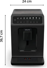 Krups EA897B Evidence ECOdesign automatisk espressomaskin, automatisk espresso- och cappuccinofunktion, Quattro Force-teknik, entrycksmjölkkoppar, 8 förinställningar, mjölksystem, 1450W