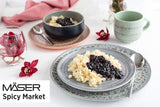 MÄSER 931744 Spicy Market Series, handmålade servisset för 4 i vintage medelhavsdesign, 16-delat keramikkombinationsset, grönt, stengods