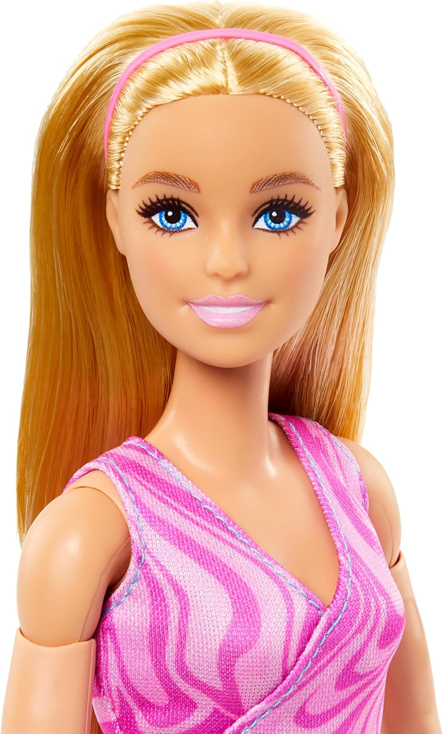 Barbie-tillverkad docka med blont hår, avtagbar rosa sporttopp och blå yogabyxor, 22 leder, HRH27, [Multicolor]