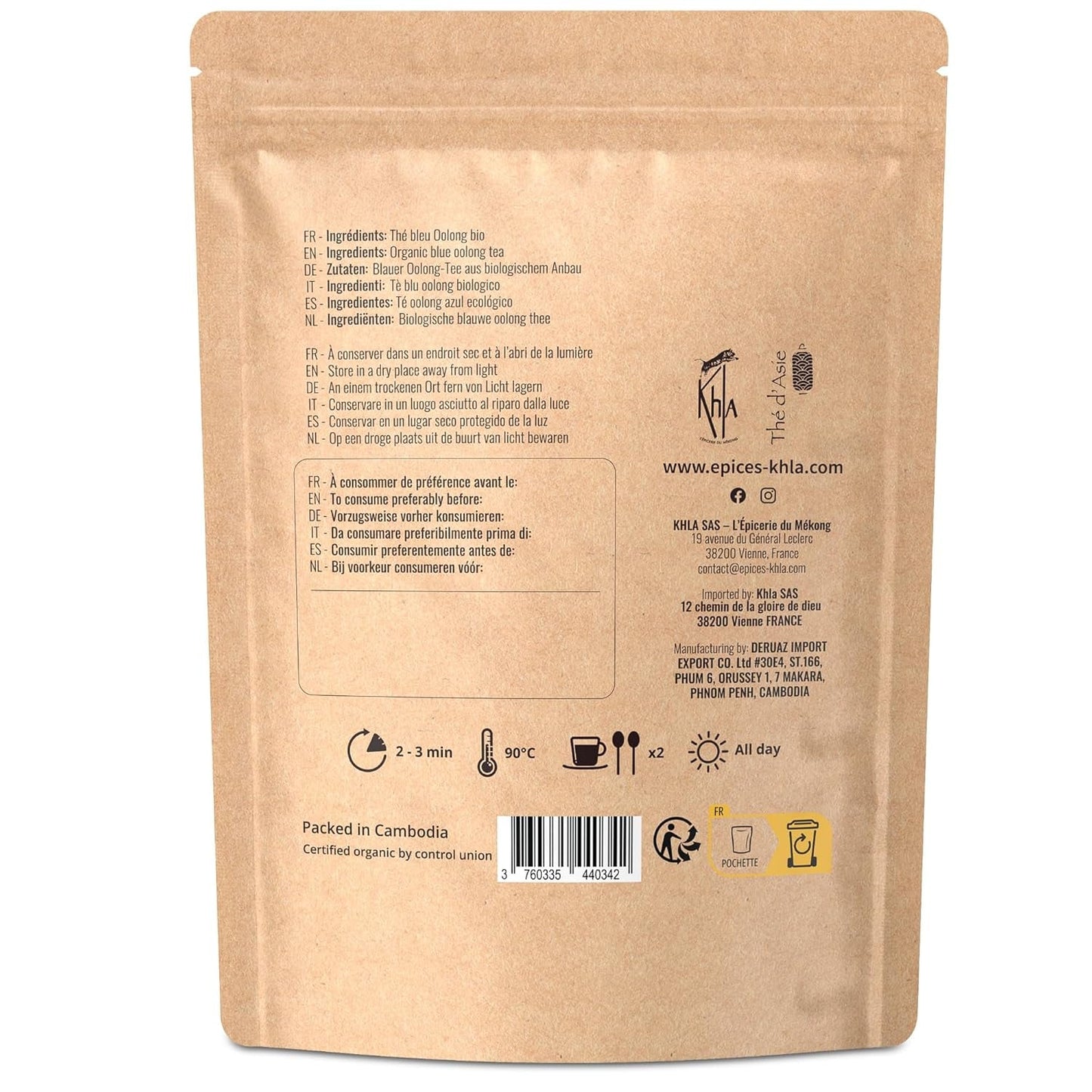 Khla - Ekologiskt oolongte 100 g - Blått te - Naturligt löst te - Ekologiskt asiatiskt te - Löst och skuret - ört- och infusionste - Från Kina