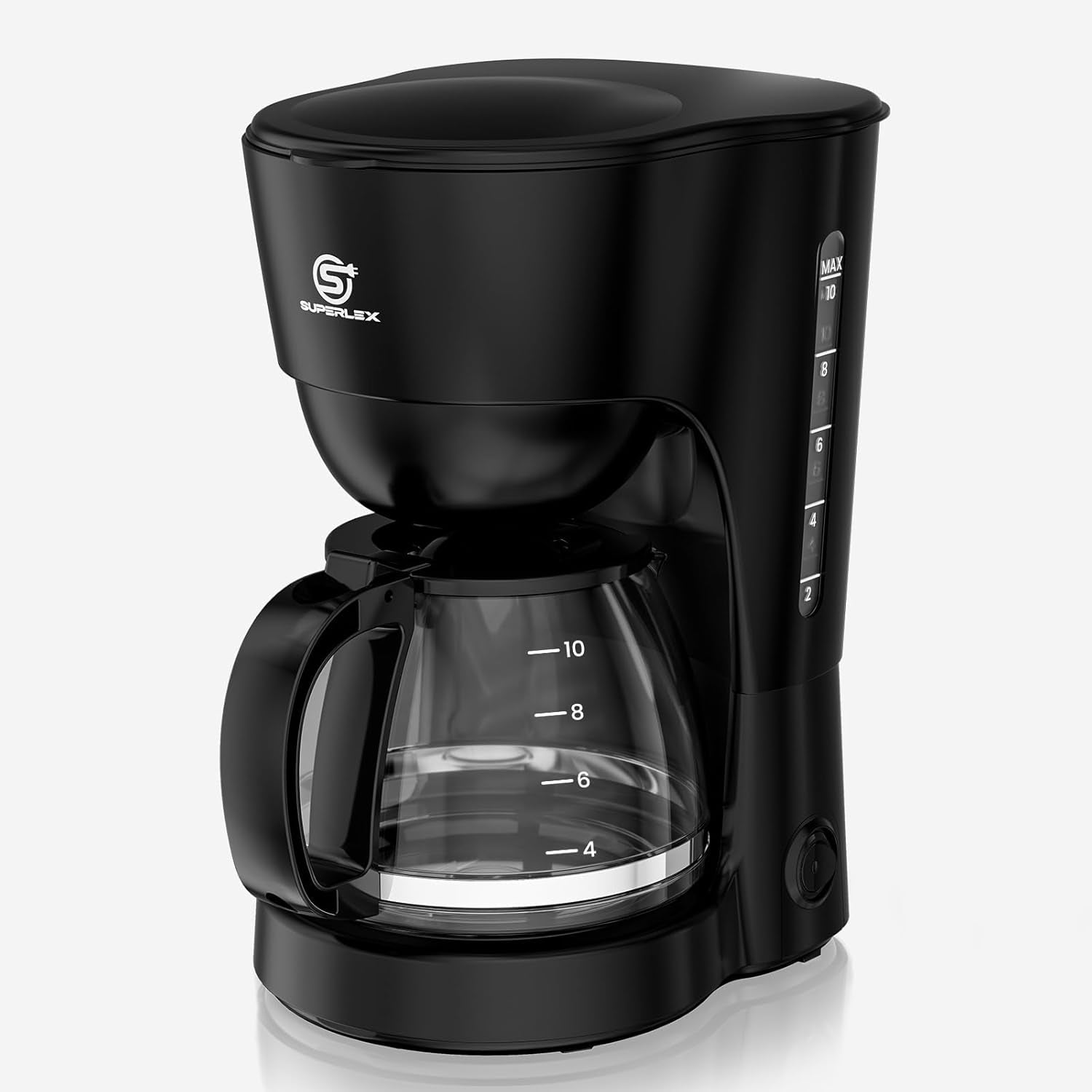 1,25L filterkaffebryggare för 10 koppar filterkaffe, diskmaskinssäker glaskaraff, termos, anti-droppsystem, automatisk avstängning, 600W, vattenfritt kokskydd för hem och kontor