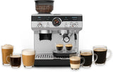 Krups Precision manuell espressomaskin med portafilter och kvarn, barista kaffemaskin med intuitiv kontrollpanel, förinfusionsinställningar, espressomaskin med ångmunstycke, snabb uppvärmning, XP801T10