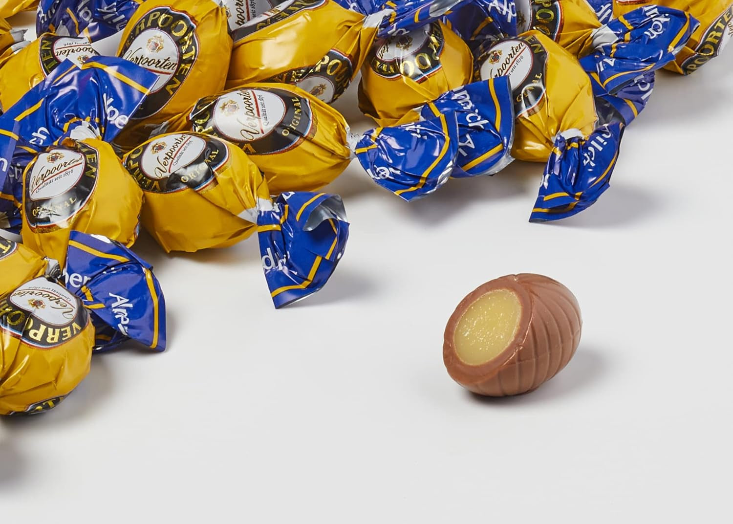 RCP Verpoorten Minis, äggnogstryffel, alpin mjölkchoklad, flytande fyllning, innehåller alkohol, bra present, 110 g (förpackning med 2)