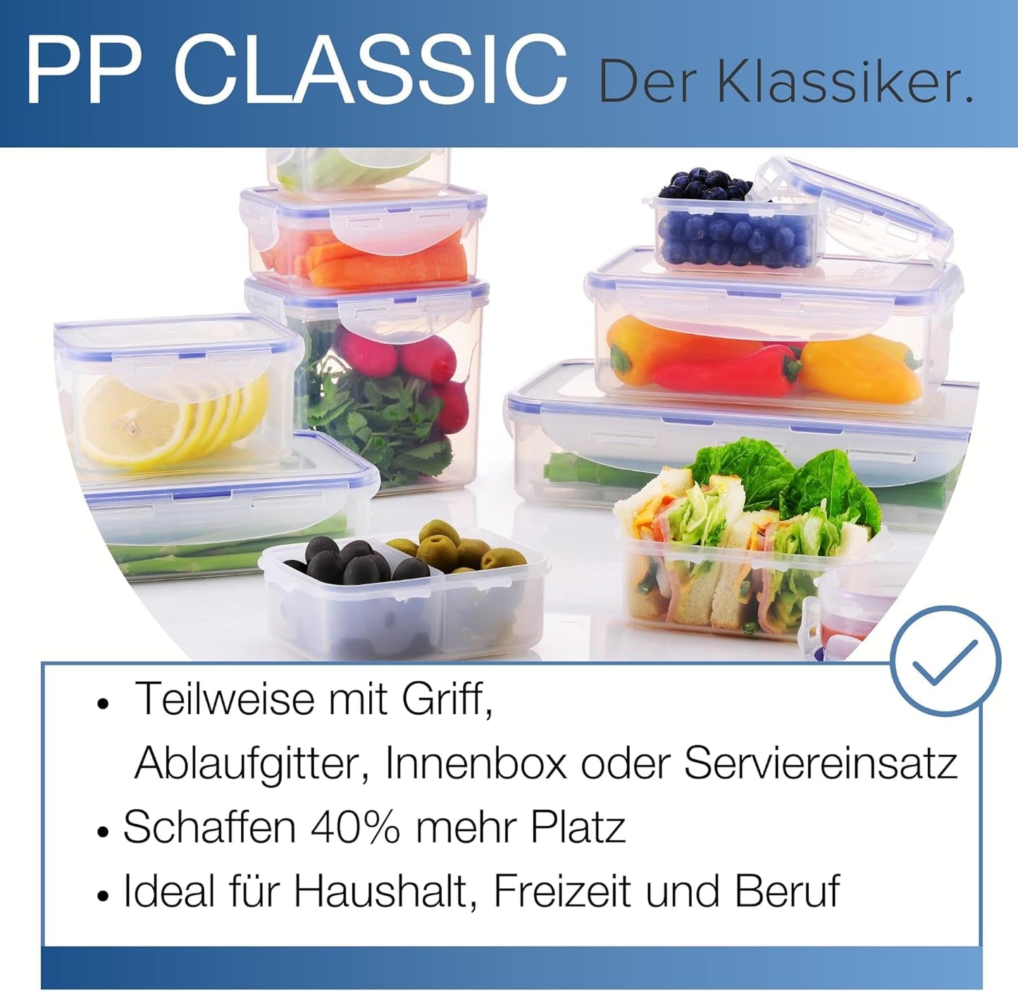LocknLock PP Klassisk matförvaringsburksats 5st | 180ml, 350ml, 600ml, 870ml, 3,6L | 100 % luft- och vattentät | utan BPA | frys- och kylarrangör | Tål diskmaskin och mikrovågsugn Naty Shop matförvaringslådor
