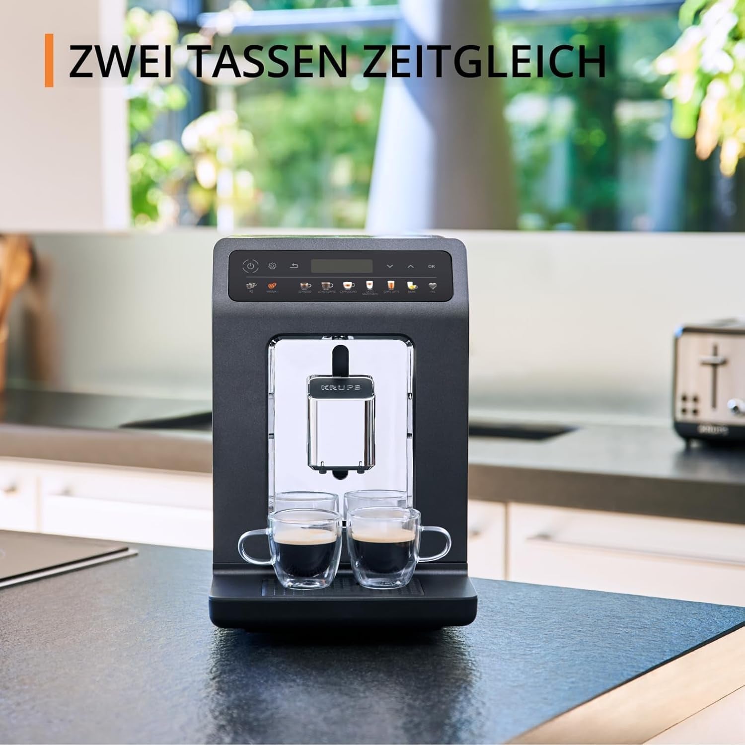KRUPS Evidence En automatisk espressomaskin med mjölkslang, entrycks cappuccino, 12 specialdrycker, 2-koppsfunktion, färgdisplay, espressomaskin, TÜV-certifikat, svart, EA895N10