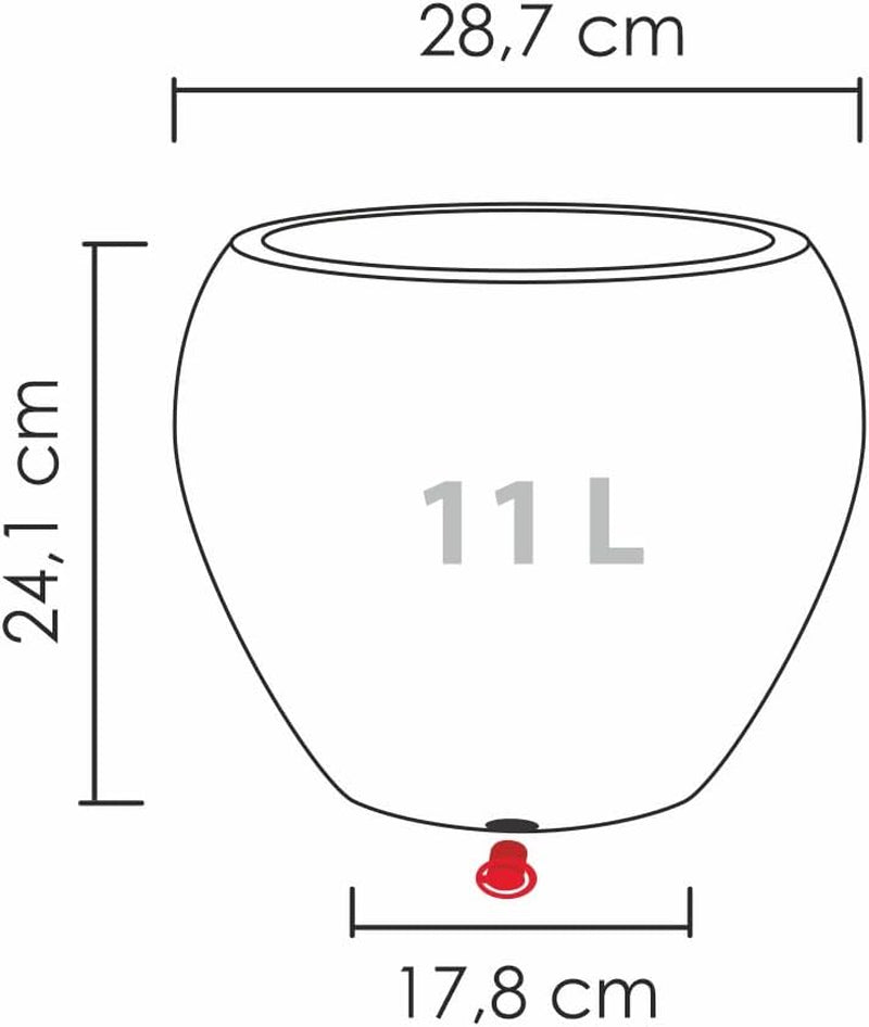 Scheurich Lineo, plastkruka, svart granit, diameter 30 cm, höjd 24,1 cm, volym 11 l.