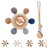 Babybitring med nappkedja - Tandningshjälp - Babyleksak 0-6 månader - Nyfödda Essentials - BPA-fri barnleksak - presentidéer för spädbarn