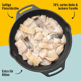 Dogs'n Tiger Schlemmermenü Glückskind, Nassfutter für Kätzchen, saftiges Hun und Forelle - ohne Getreide, Zuckerzusatz, künstliche Konservierungsstoffe, optimal Verträglichkeit, 12x 200g