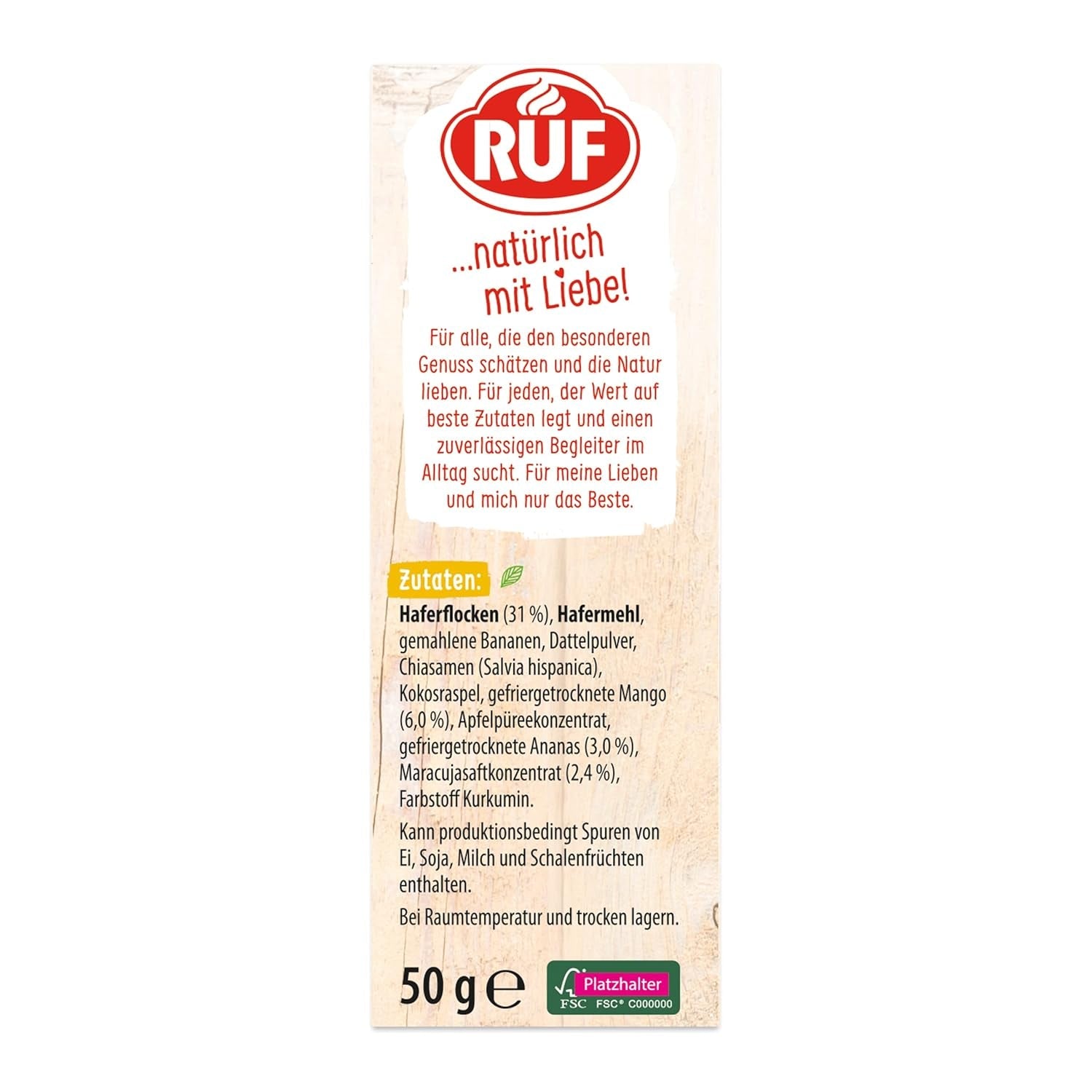 RUF Smoothie Bowl Tropilicious Mango Passionsfrukt Havre Frukost Snack Snabbt och enkelt Vegansk 1 påse x 50 g (förpackning med 3)
