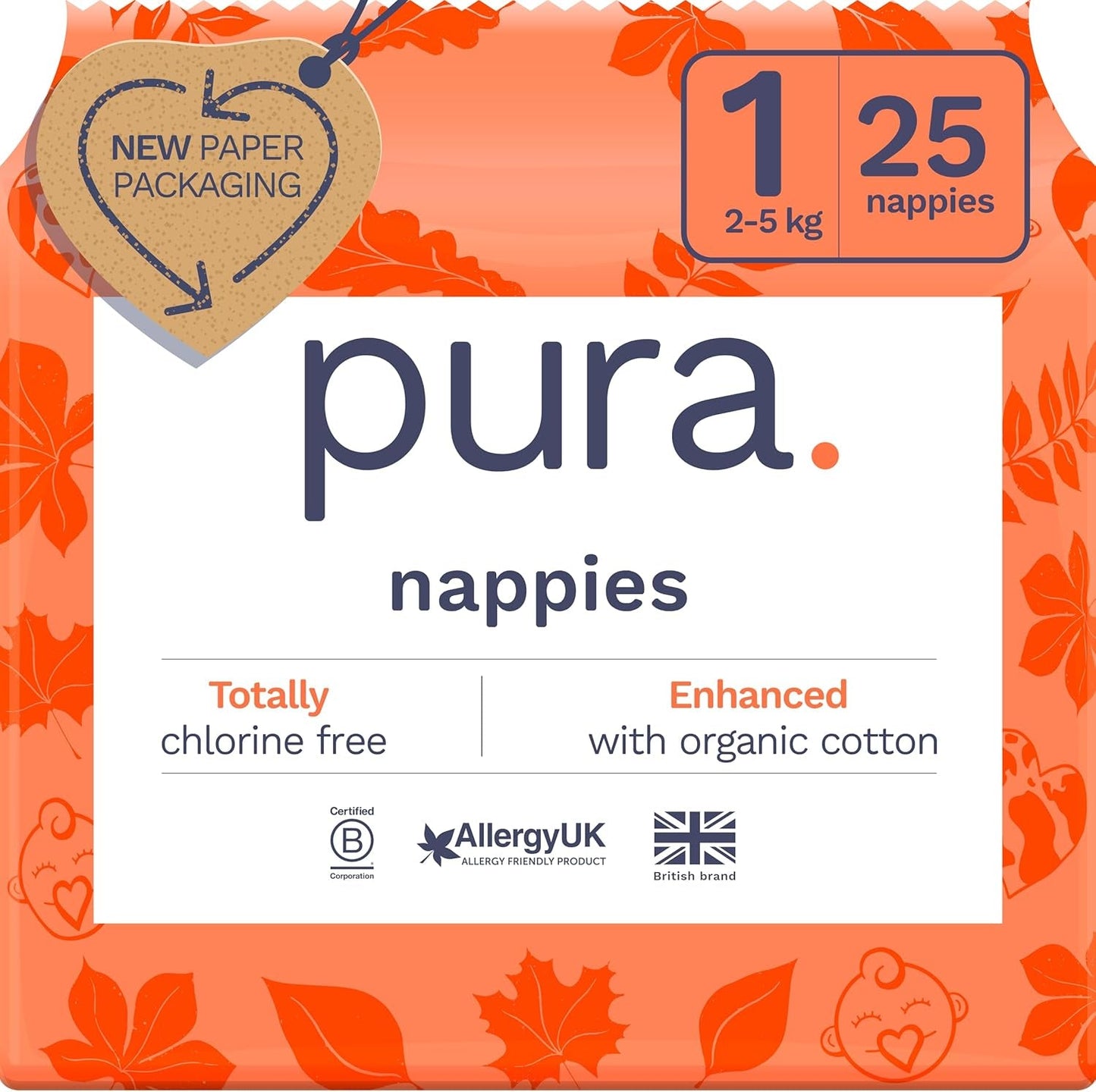 Eco babyblöjor - storlek 3 (4-9 kg), 1 förpackning (26 blöjor), ultramjuka blöjor för känslig hud, ekologisk bomull, upp till 12 timmars läckageskydd, ny storleksguide