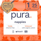Eco babyblöjor - storlek 3 (4-9 kg), 1 förpackning (26 blöjor), ultramjuka blöjor för känslig hud, ekologisk bomull, upp till 12 timmars läckageskydd, ny storleksguide
