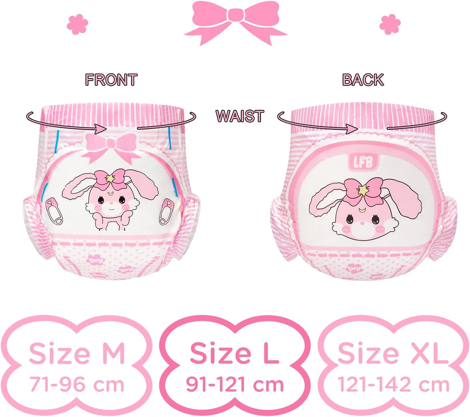 Vuxentryckta blöjor 5500-5800 ml, 10 st - Baby Usagi (XL)