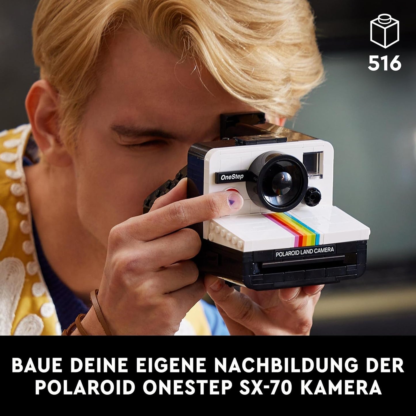 LEGO Ideas Polaroid Onestep SX-70 kameraset för vuxna, samlarobjekt med autentiska detaljer, Kreativ aktivitet, Fotopresenter för kvinnor, män, honom, henne och tonåringar 21345 Byggset Besuche den LEGO-Store