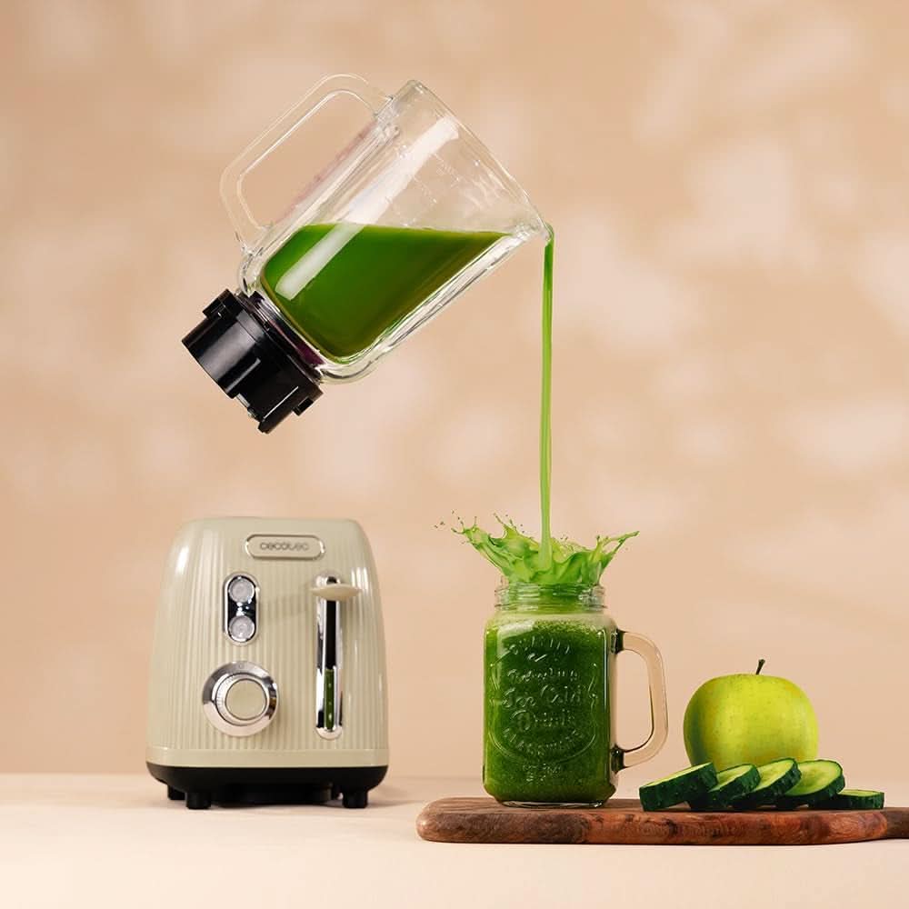 Cecotec Standmixer Retro Power Black Titanium Retrogreen. 1200W Maximale Leistung, 2 Geschwindigkeiten, 4-Klingen-Messer Mit Schwarzer Titanbeschichtung Och 1,5L Krug, Vintage-Design i Grün Kitchen Naty Shop