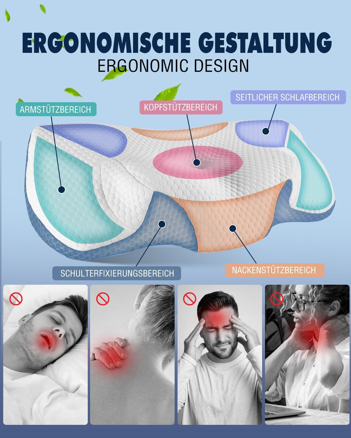 Nackkudde Ortopedisk kudde för nacksmärta Memory Foam Kudde Ergonomisk kudde för optimalt stöd Nackstödskudde för laterala rygg- och magstöd Cervikala ortopediska kuddar Naty Shop