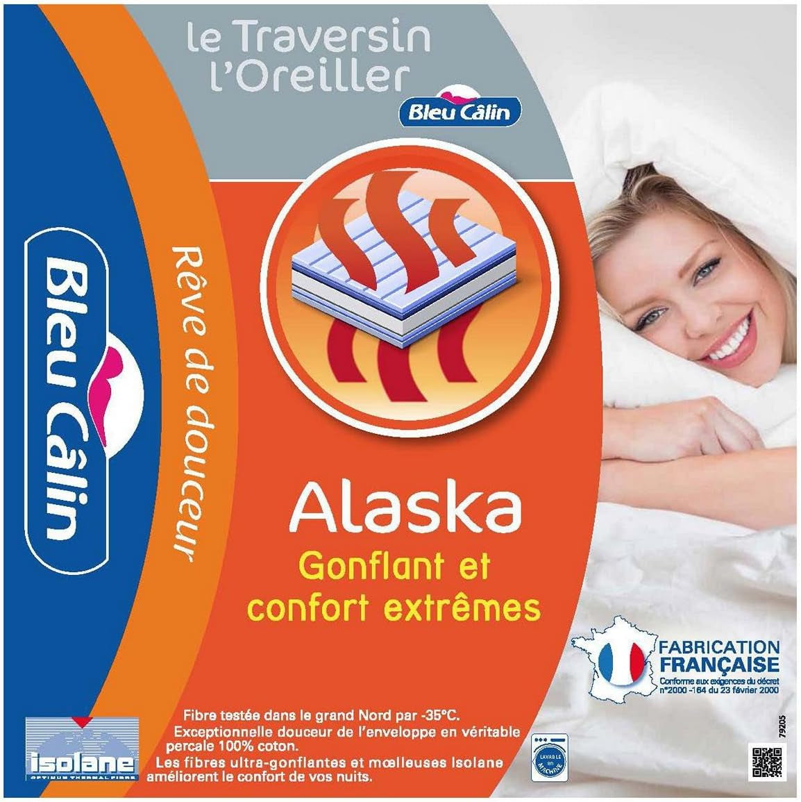 Blue Câlin Set med 2 kuddar med fast komfort "Alaska", superfyllning, 100% bomull Percale Kuvert, vit, 65 X 65 cm kvadratisk form Naty Shop standardkuddar Rektangulär form 50 X 70 Cm