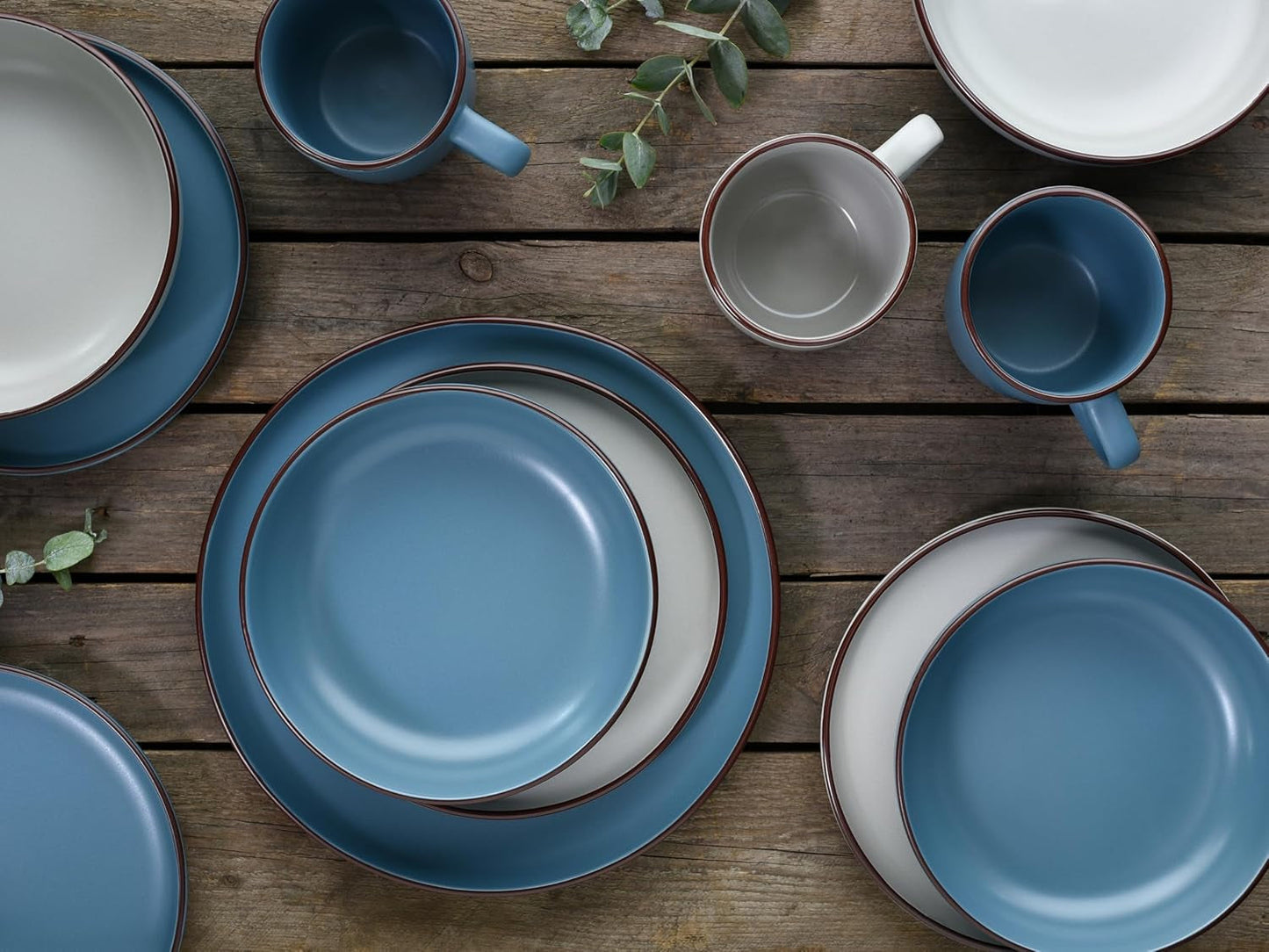 CreaTable, 21016, Modern Scandic Blue-Grey Series, 16-delad servisset, Porslinskombinationsservice, Diskmaskin och mikrovågssäker, Kvalitetstillverkning