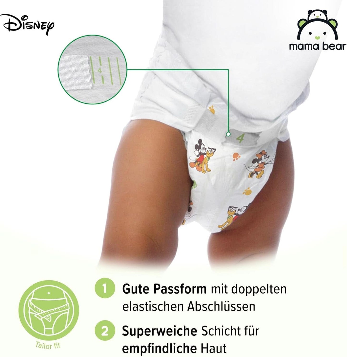 Blöjor Mama Bear Disney Ultra Dry storlek 4 (8-14 kg), vit, 84 st (1 förpackning) Naty Shop