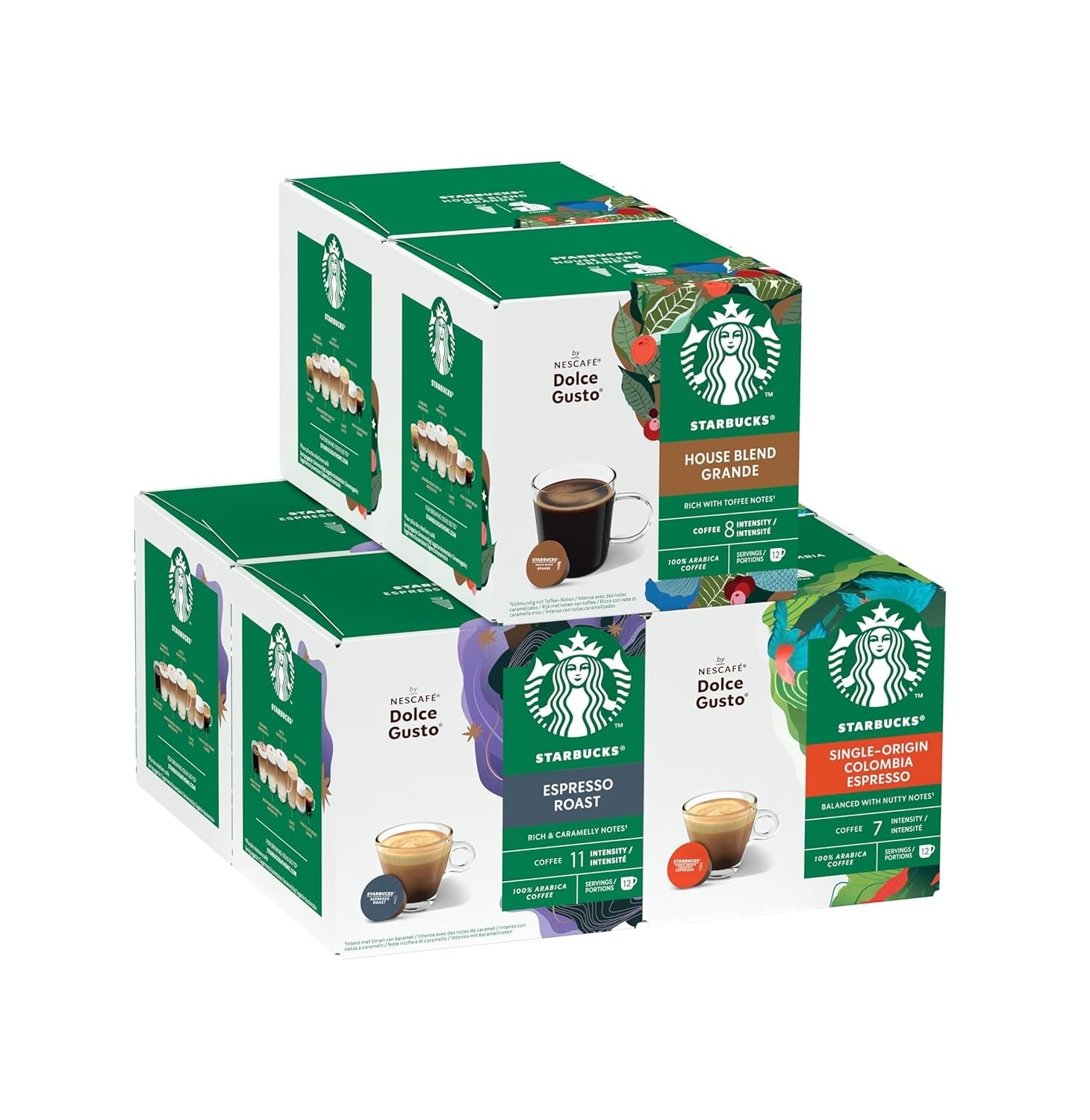 STARBUCKS Probierset, Espresso-Varianten av Nescafé Dolce Gusto Kaffeekapseln 6 x 12 (72 Kapseln) - Exklusiv bei Amazon