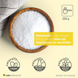 Raab Vitalfood Kalium salt-Mischung, Mineralsalzmischung med 66,7% Natriumchlorid (Kochsalz) och 33% Kaliumchlorid, Kalium trägt zur Aufrechterhaltung eines normalen Blutdruck bei (1 x 200 g Dos)