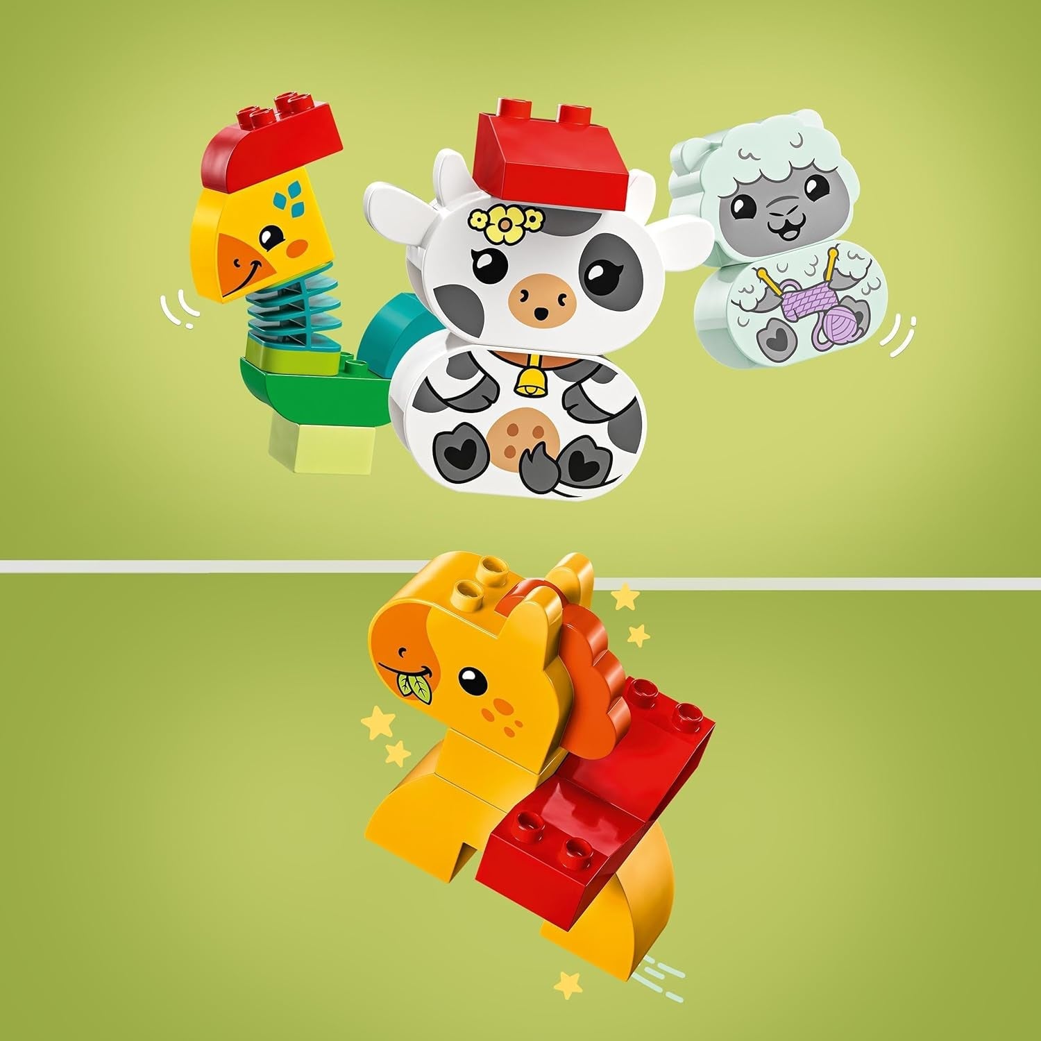 LEGO DUPLO djurtåg, leksakståg med hjul, kreativt byggande och återuppbyggande av djurfigurer, pedagogisk leksak för småbarn, födelsedagspresent för djurälskare Flickor och pojkar 1½ år gamla 10412 Byggset Besuche den LEGO-Store