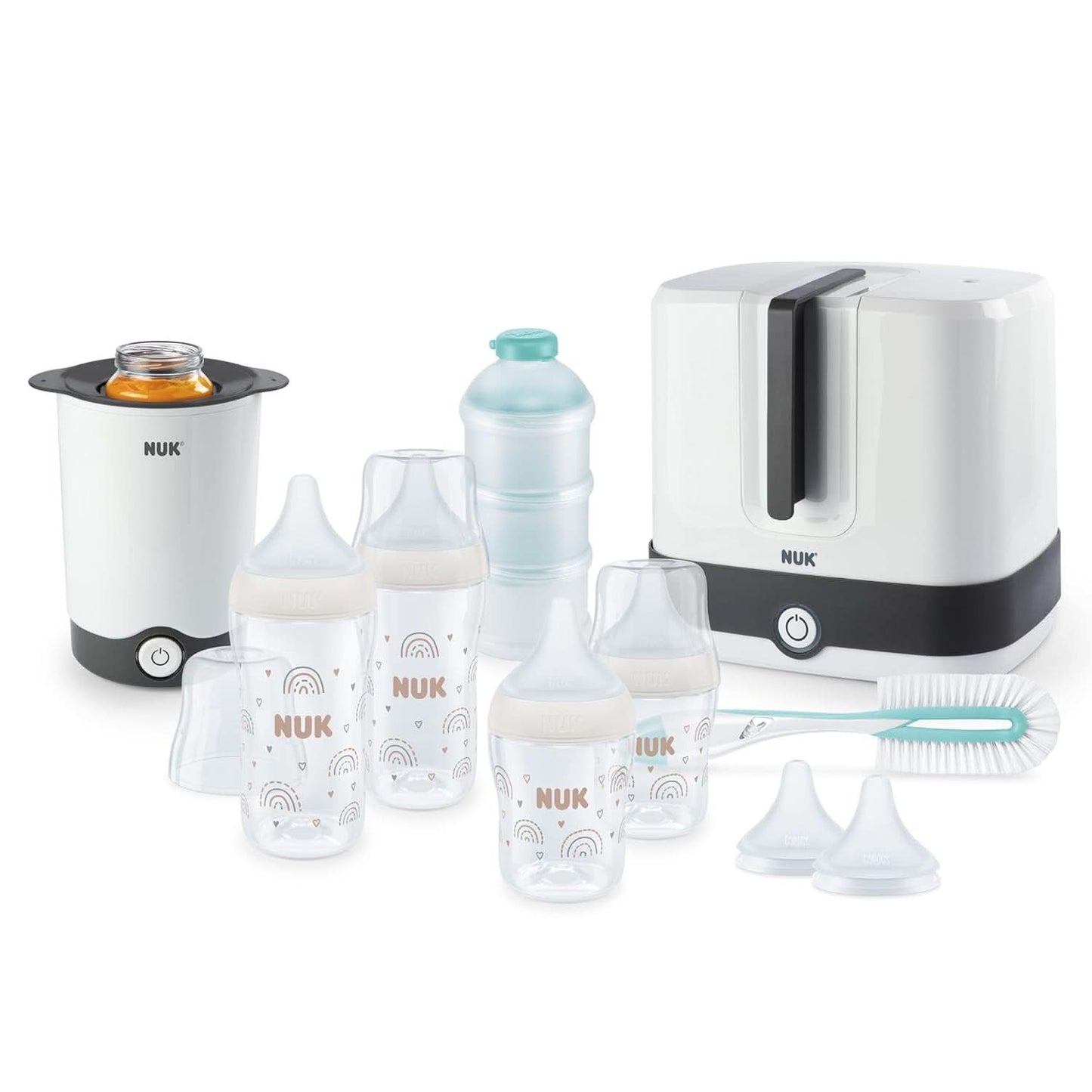 NUK manuell bröstpumpset, mjuk silikonkudde, 2 perfekt matchade flaskor, 150 ml Mat och amningstillbehör Bebe Naty Shop Perfect Match Set